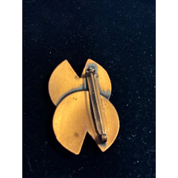 Vintage Copper Double-C Brooch Pin Art Deco Style Ornament - Picture 6 of 7